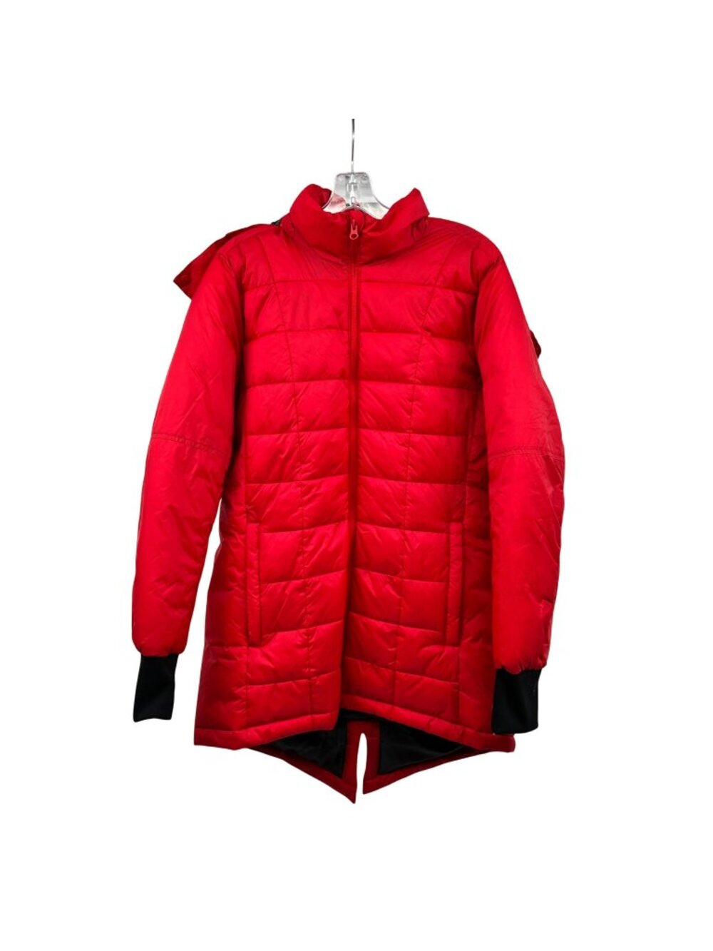 Swiss Tech Womens Quilted Puff Coat Hooded Red/Black Size Medium Zip